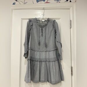 Ulla Johnson gray and white ticking stripe dress